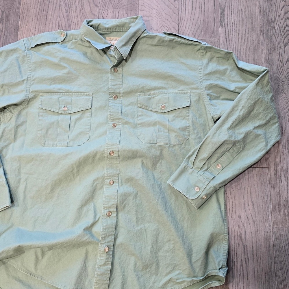 Cabelas Safari Shirt Mens XL Tall Sage Green Long Sleeve Button Up Gorpcore